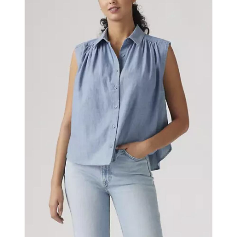Levi's Women Gracen Sleeveless Blouse Alternate Fin Size XL